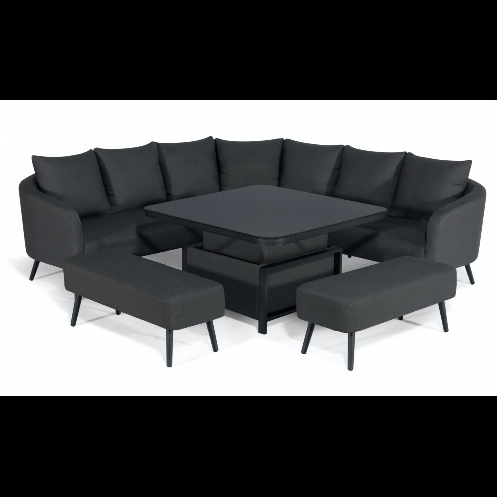 Ambition Square Corner Dining Set with Rising Table / Charcoal