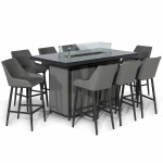 Regal 8 Seat Rectangular Fire Pit Bar Set / Flanelle