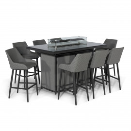 Regal 8 Seat Rectangular Fire Pit Bar Set / Flanelle