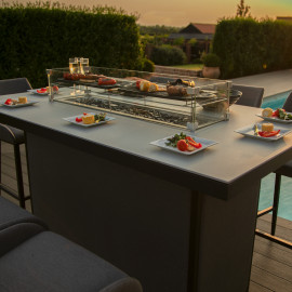 Regal 8 Seat Rectangular Fire Pit Bar Set / Flanelle