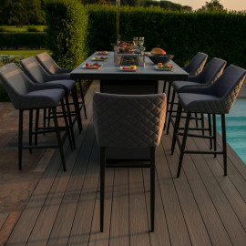 Regal 8 Seat Rectangular Fire Pit Bar Set / Flanelle