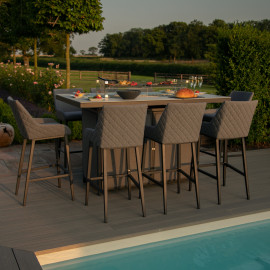 Regal 8 Seat Rectangular Fire Pit Bar Set / Flanelle