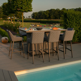 Regal 8 Seat Rectangular Fire Pit Bar Set / Flanelle