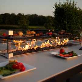 Regal 8 Seat Rectangular Fire Pit Bar Set / Flanelle
