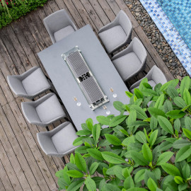 Regal 8 Seat Rectangular Fire Pit Bar Set / Flanelle
