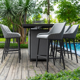Regal 8 Seat Rectangular Fire Pit Bar Set / Flanelle