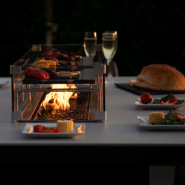 Regal 8 Seat Rectangular Fire Pit Bar Set / Flanelle