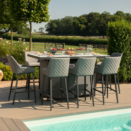 Regal 8 Seat Rectangular Fire Pit Bar Set / Flanelle