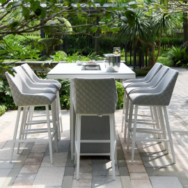 Regal 8 Seat Rectangular Fire Pit Bar Set / Lead Chine