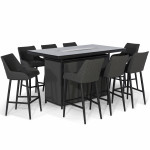 Regal 8 Seat Rectangular Fire Pit Bar Set / Charcoal