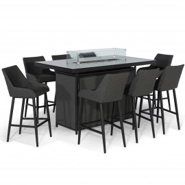 Regal 8 Seat Rectangular Fire Pit Bar Set / Charcoal
