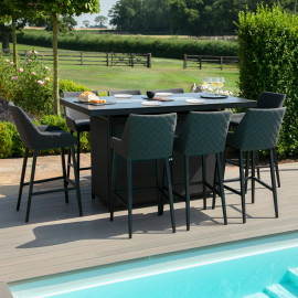 Regal 8 Seat Rectangular Fire Pit Bar Set / Charcoal