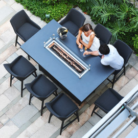 Regal 8 Seat Rectangular Fire Pit Bar Set / Charcoal
