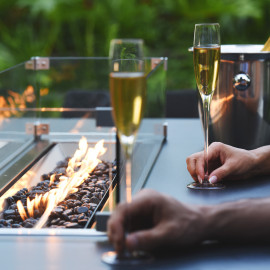Regal 8 Seat Rectangular Fire Pit Bar Set / Charcoal