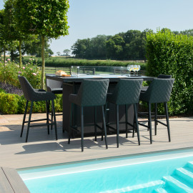 Regal 8 Seat Rectangular Fire Pit Bar Set / Charcoal