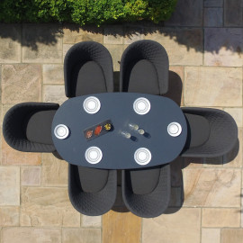 Ambition 6 Seat Oval Dining Set / Charcoal