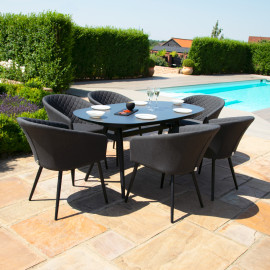 Ambition 6 Seat Oval Dining Set / Charcoal