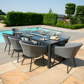 Ambition 8 Seat Rectangular Fire Pit Dining Set / Flanelle