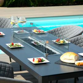 Ambition 8 Seat Rectangular Fire Pit Dining Set / Flanelle