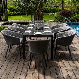 Ambition 8 Seat Rectangular Fire Pit Dining Set / Flanelle