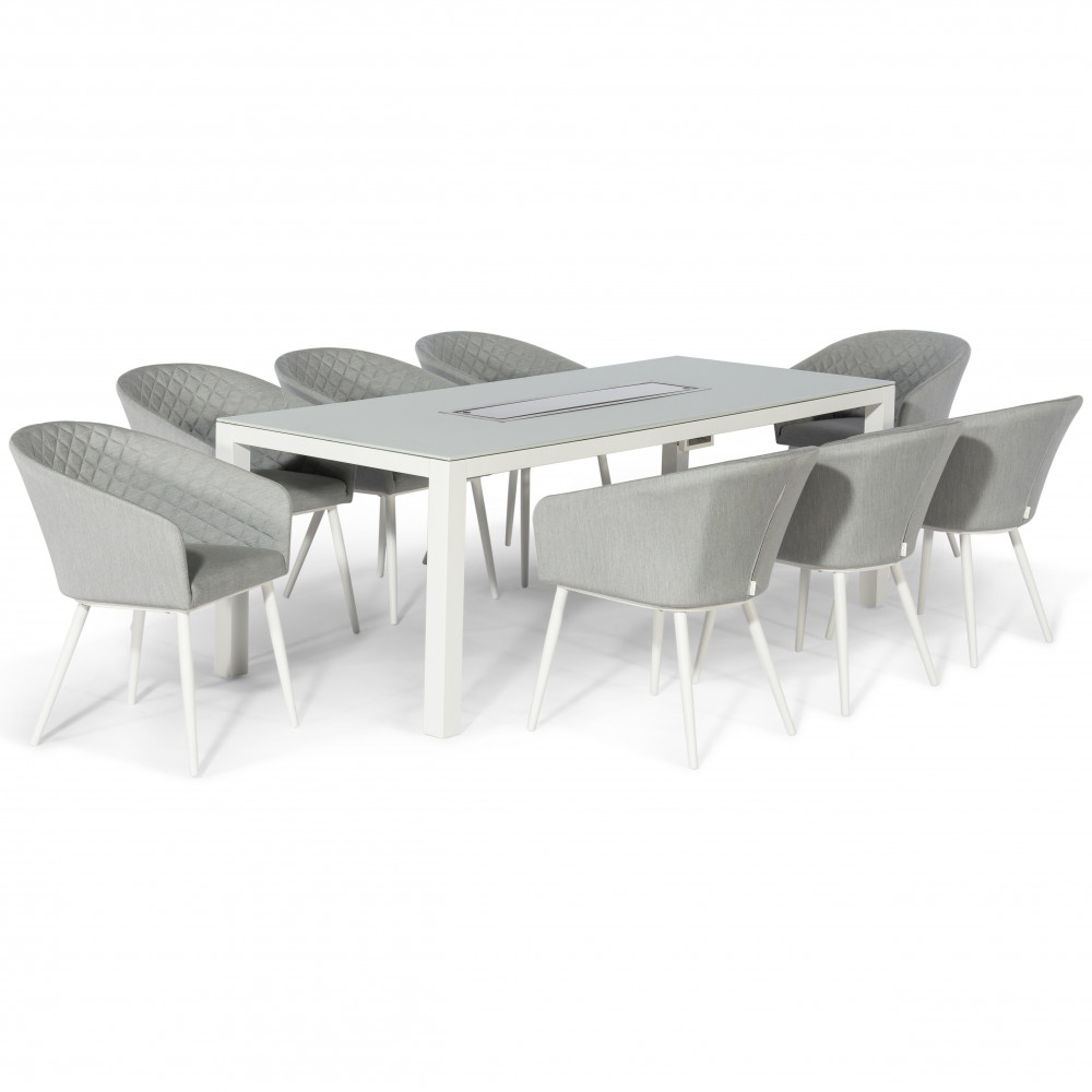 Ambition 8 Seat Rectangular Fire Pit Dining Set / Lead Chine