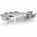 Ambition 8 Seat Rectangular Fire Pit Dining Set / Lead Chine