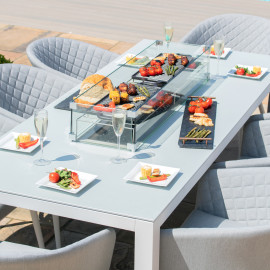 Ambition 8 Seat Rectangular Fire Pit Dining Set / Lead Chine