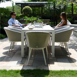 Ambition 8 Seat Rectangular Fire Pit Dining Set / Lead Chine