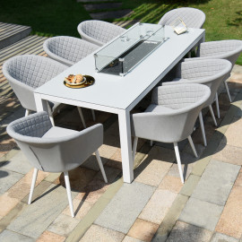Ambition 8 Seat Rectangular Fire Pit Dining Set / Lead Chine