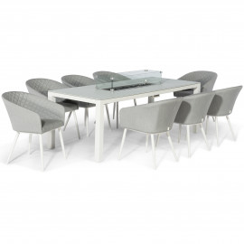 Ambition 8 Seat Rectangular Fire Pit Dining Set / Lead Chine