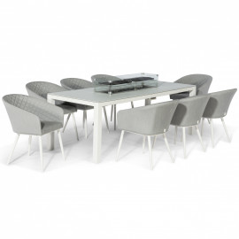 Ambition 8 Seat Rectangular Fire Pit Dining Set / Lead Chine