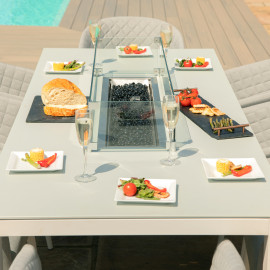 Ambition 8 Seat Rectangular Fire Pit Dining Set / Lead Chine