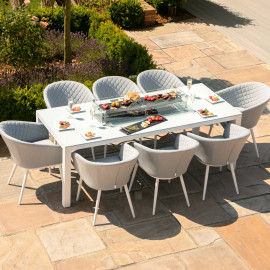 Ambition 8 Seat Rectangular Fire Pit Dining Set / Lead Chine