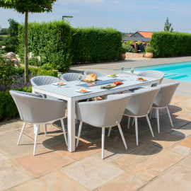 Ambition 8 Seat Rectangular Fire Pit Dining Set / Lead Chine