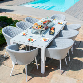Ambition 8 Seat Rectangular Fire Pit Dining Set / Lead Chine