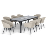 Ambition 8 Seat Rectangular Fire Pit Dining Set / Oatmeal