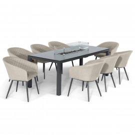 Ambition 8 Seat Rectangular Fire Pit Dining Set / Oatmeal