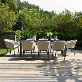 Ambition 8 Seat Rectangular Fire Pit Dining Set / Oatmeal
