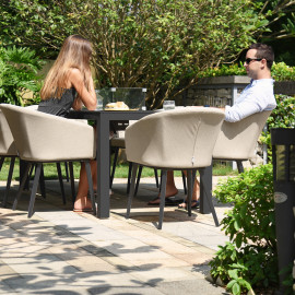 Ambition 8 Seat Rectangular Fire Pit Dining Set / Oatmeal