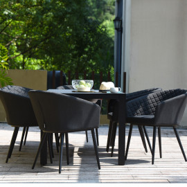 Ambition 8 Seat Rectangular Fire Pit Dining Set / Charcoal