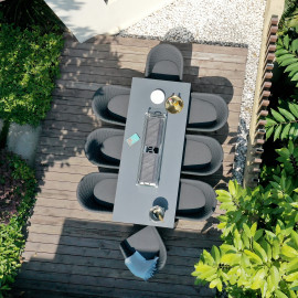 Ambition 8 Seat Rectangular Fire Pit Dining Set / Charcoal