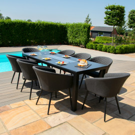 Ambition 8 Seat Rectangular Fire Pit Dining Set / Charcoal