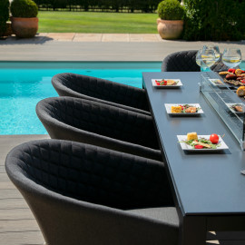 Ambition 8 Seat Rectangular Fire Pit Dining Set / Charcoal