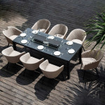 Ambition 8 Seat Rectangular Fire Pit Dining Set / Taupe