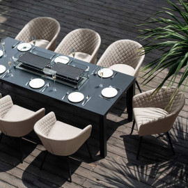 Ambition 8 Seat Rectangular Fire Pit Dining Set / Taupe