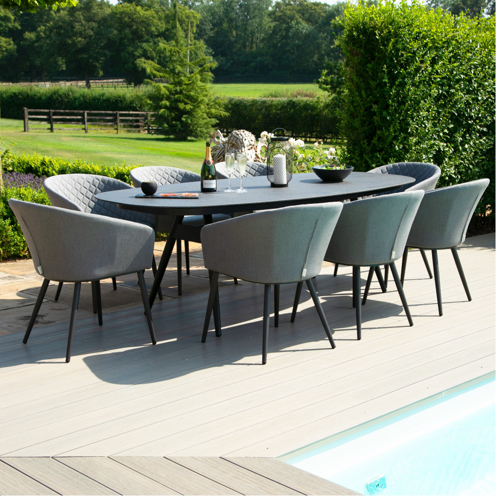 Ambition 8 Seat Oval Dining Set / Flanelle