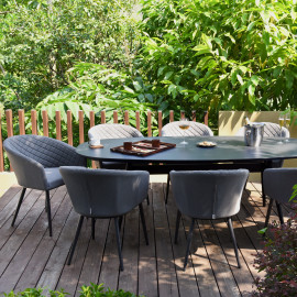 Ambition 8 Seat Oval Dining Set / Flanelle