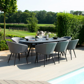 Ambition 8 Seat Oval Dining Set / Flanelle