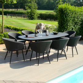 Ambition 8 Seat Oval Dining Set / Charcoal