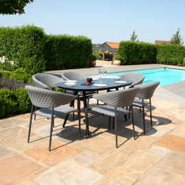 Pebble 6 Seat Oval Dining Set / Flanelle